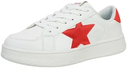 niluber star sneakers for women low top comfortable cushioned white gold sliver leopard platform sneakers lace up red glitter platform party shoeswhitered10