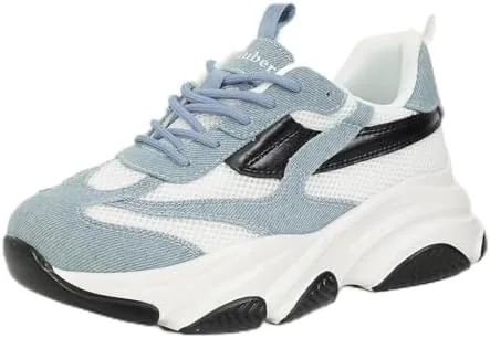 niluber womens chunky platform sneakers slip on breathable running shoes lightweight glitter rhinestone white denim fabric nude red sneakersdenim fabric7
